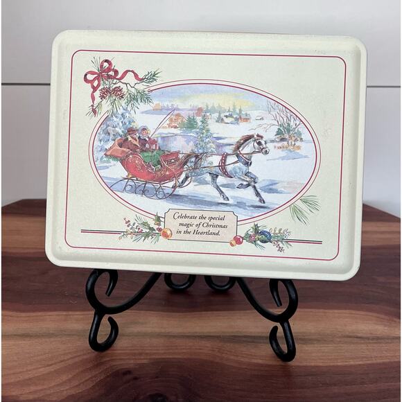 VTG Swiss Colony Petits Four Christmas Cookies Rectangular Tin - Picture 1 of 10